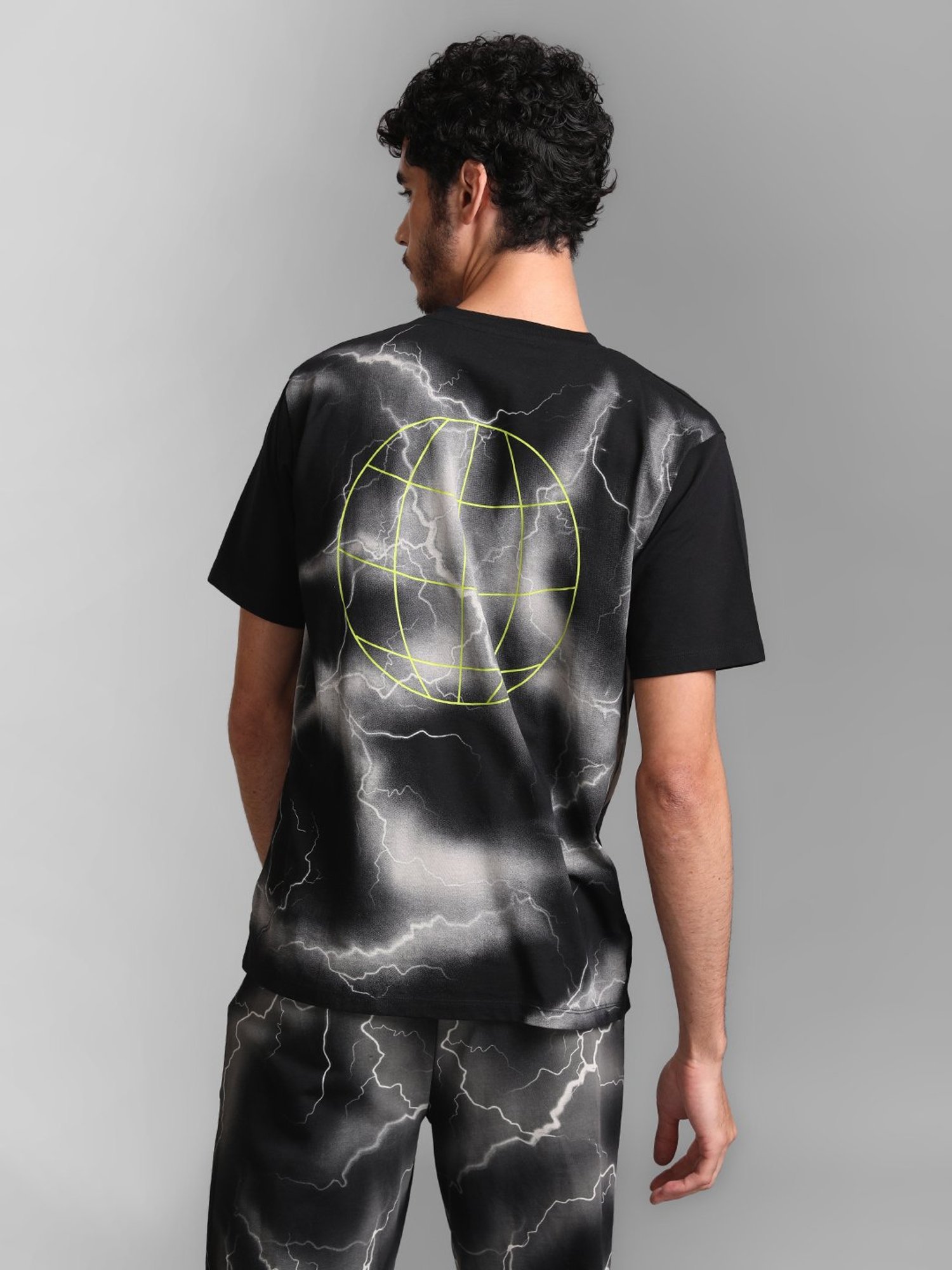 Kazo Charcoal Regular Fit Printed Crew T-Shirt