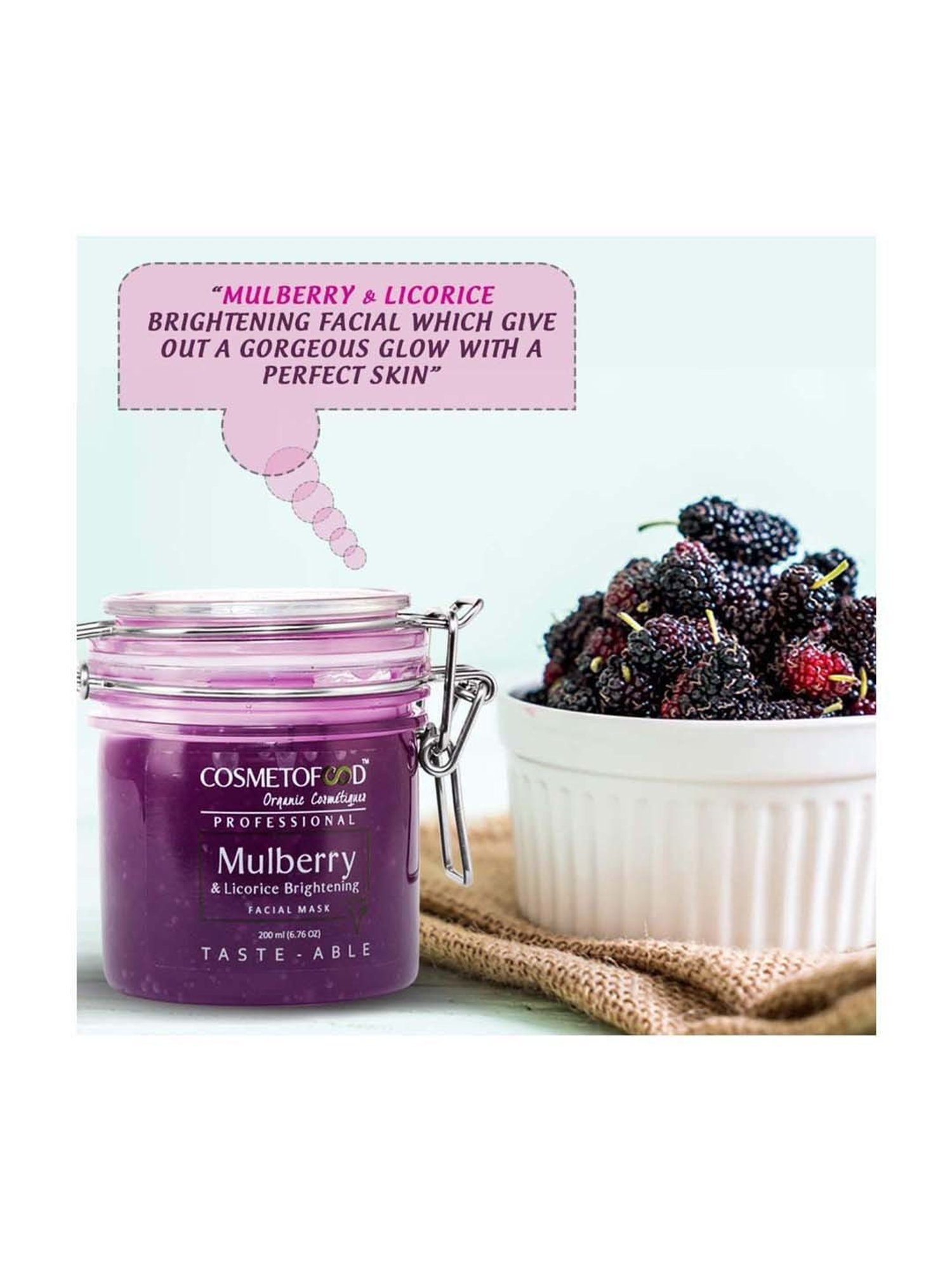 Cosmetofood Professional Mulberry & Licorice Brightening Facial Face Mask - 200 ml