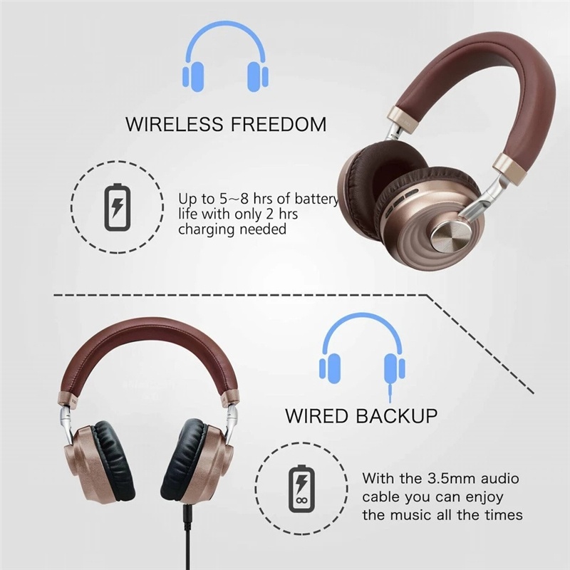 VJ083 Wireless bluetooth Headphones HIFI Noise Reduction TF Card Aux-In Headset Foldable Head-Mounted Sports Music Earphone with Mic-Black