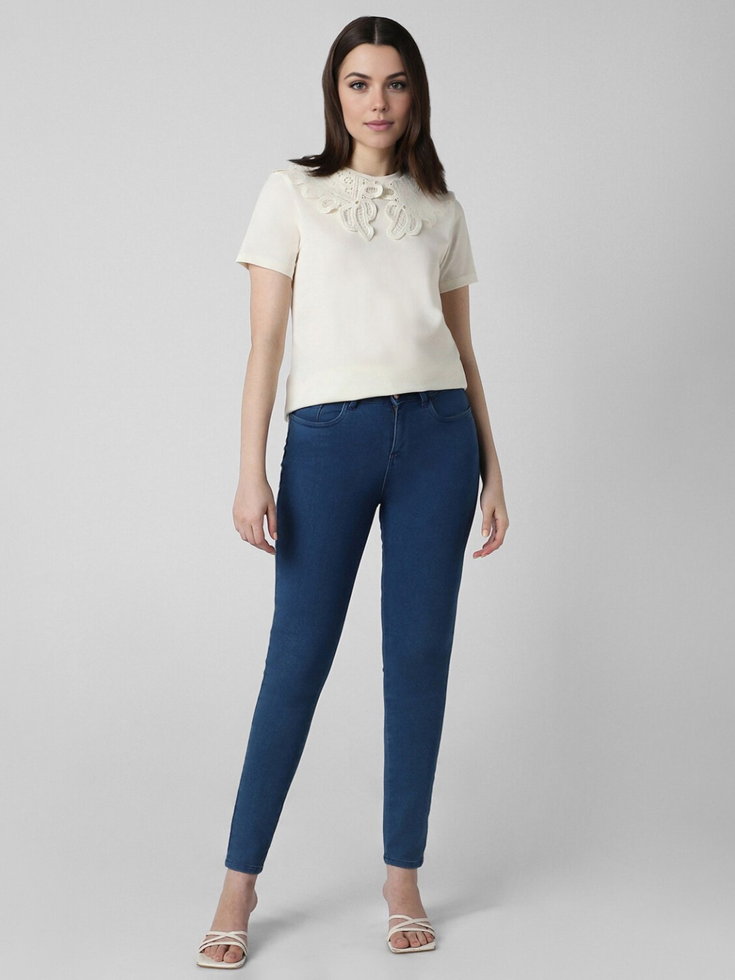 Van Heusen Off-White Cotton Self Pattern Top