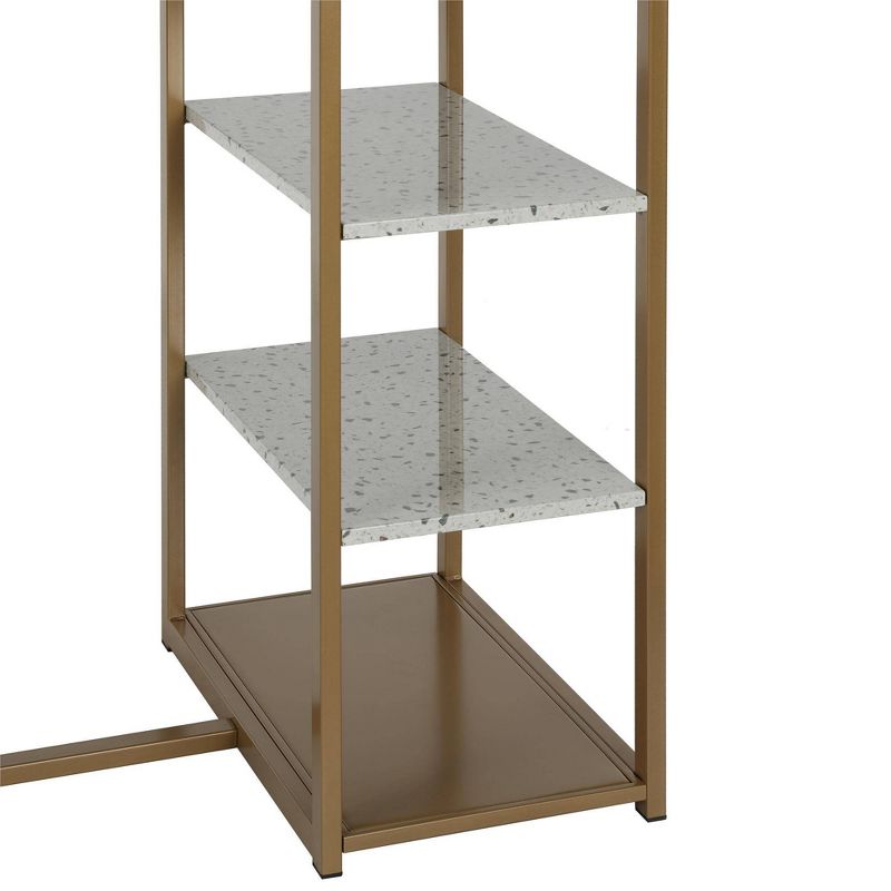 3pc Nora Counter Height Dining Set with Faux Terrazzo Top White/Brass - Novogratz