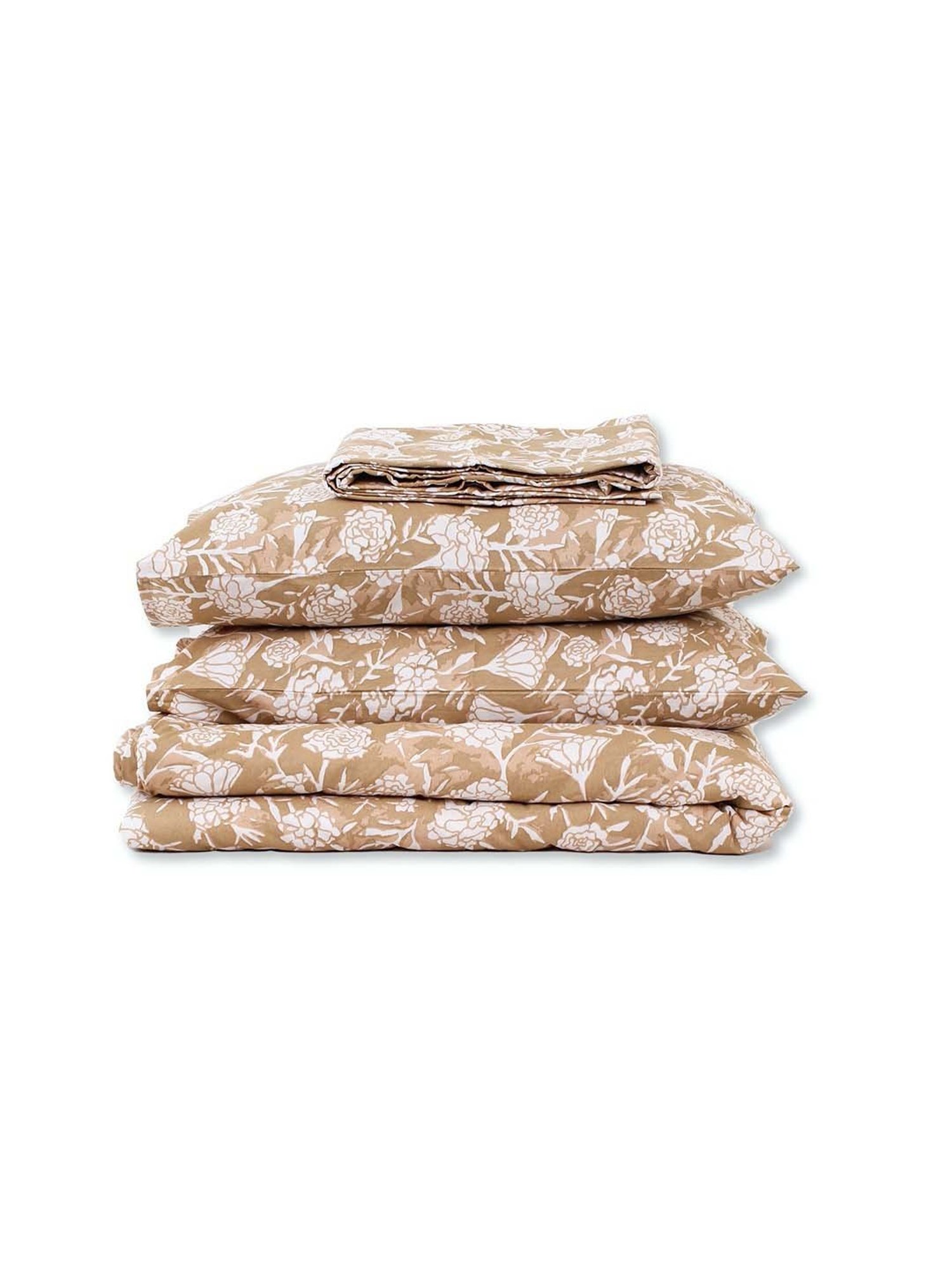 House This Genda Phool Beige 150 TC Cotton Double Bedsheet Set