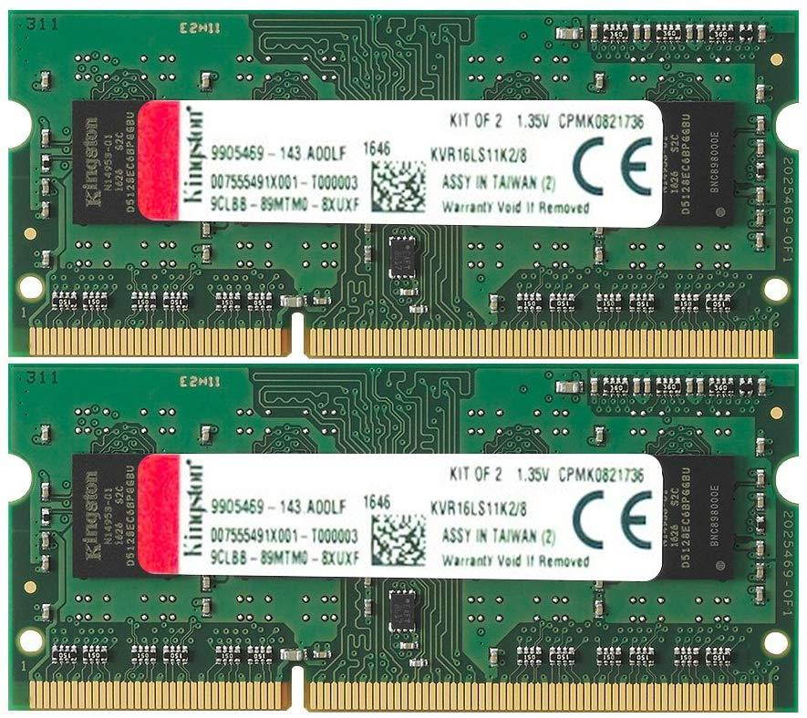 Kingston Technology 8GB Kit of 2 (2 x 4GB) DDR3 1600MHz Non-ECC CL11 SODIMM 1.35V Laptop Memory KVR16LS11K2/8