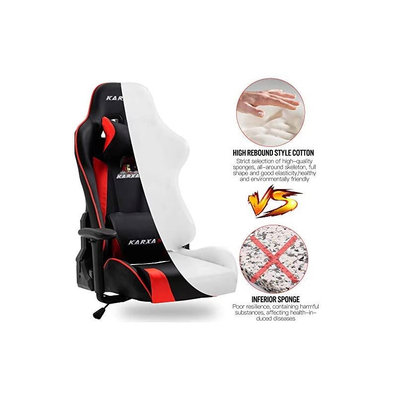 Ergonomic Gaming Chair High-Back Racing Style Gamer Chair PU Leather Height Adjustable Computer Desk Chair with Massage Lumbar Recliner Footrest and Headrest(Red)
