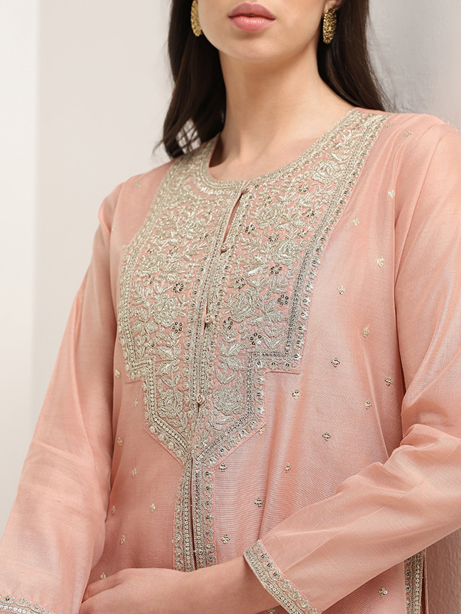 Vark by Westside Peach Embroidered Kurta Set