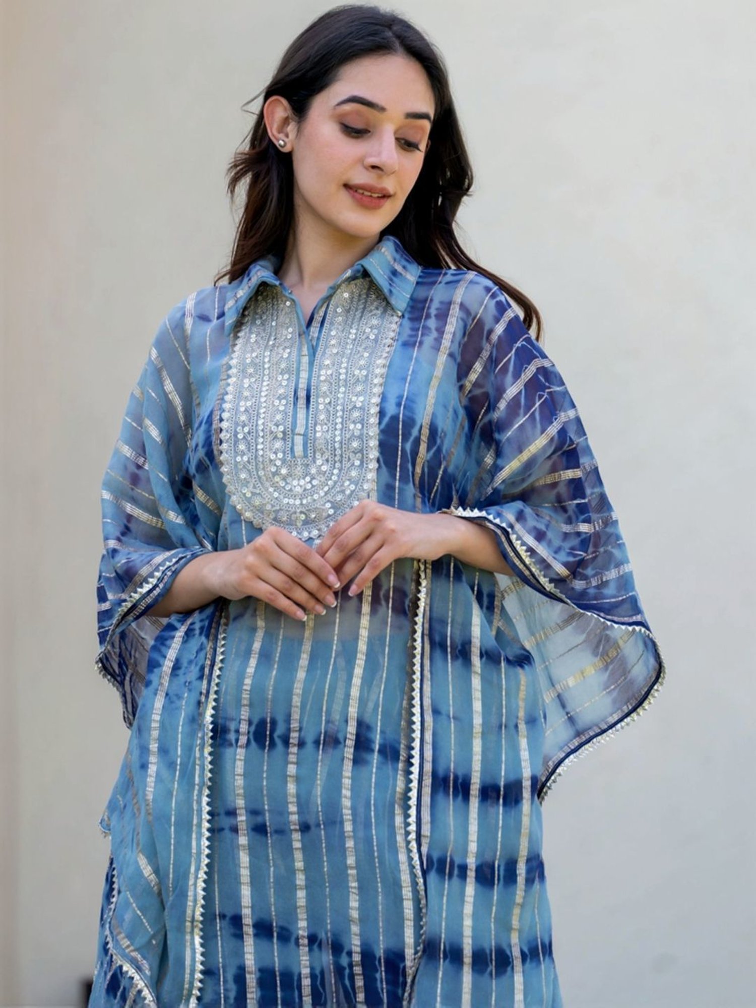 HOUSE OF JAMOTI Blue Printed Kurta Pant Set