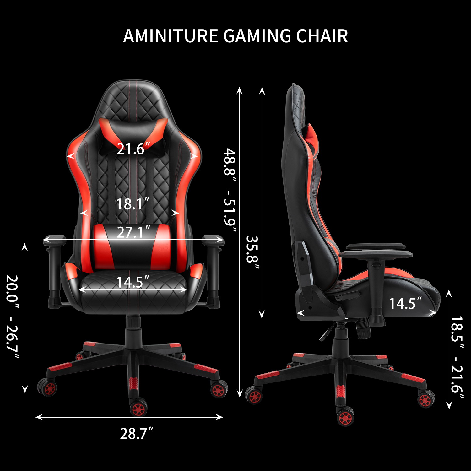 AMINITURE Gaming Chairs High Back Ergonomic Office Chair Racing Video Game Chair with Adjustable Armrests Headrest and Lumbar Pillow E-Sports Chair