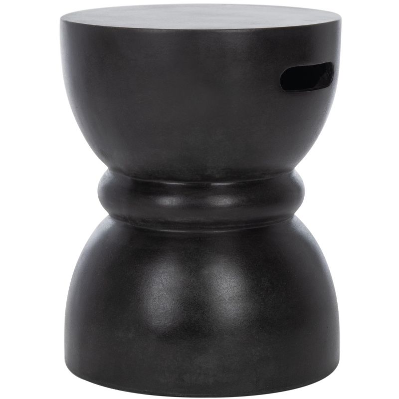 Haruki Indoor/Outdoor Modern Concrete Round Accent Table - Black - Safavieh