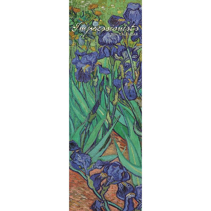 2021 Slimline Calendar with 12 Months, Impressionists Painting, Includes 180 Reminder Stickers, 16.5" x 6"