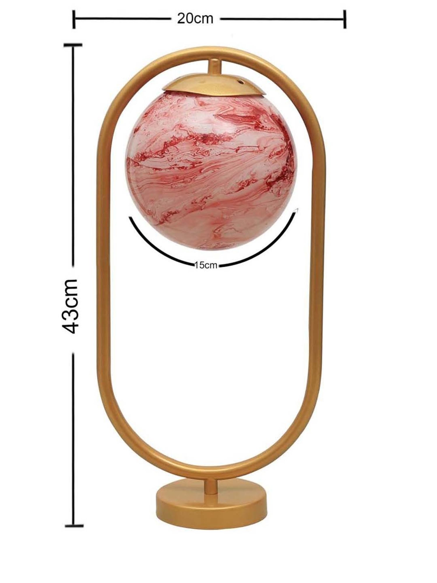 Homesake Red & Golden Metal Bedside Globe Desk Lamp