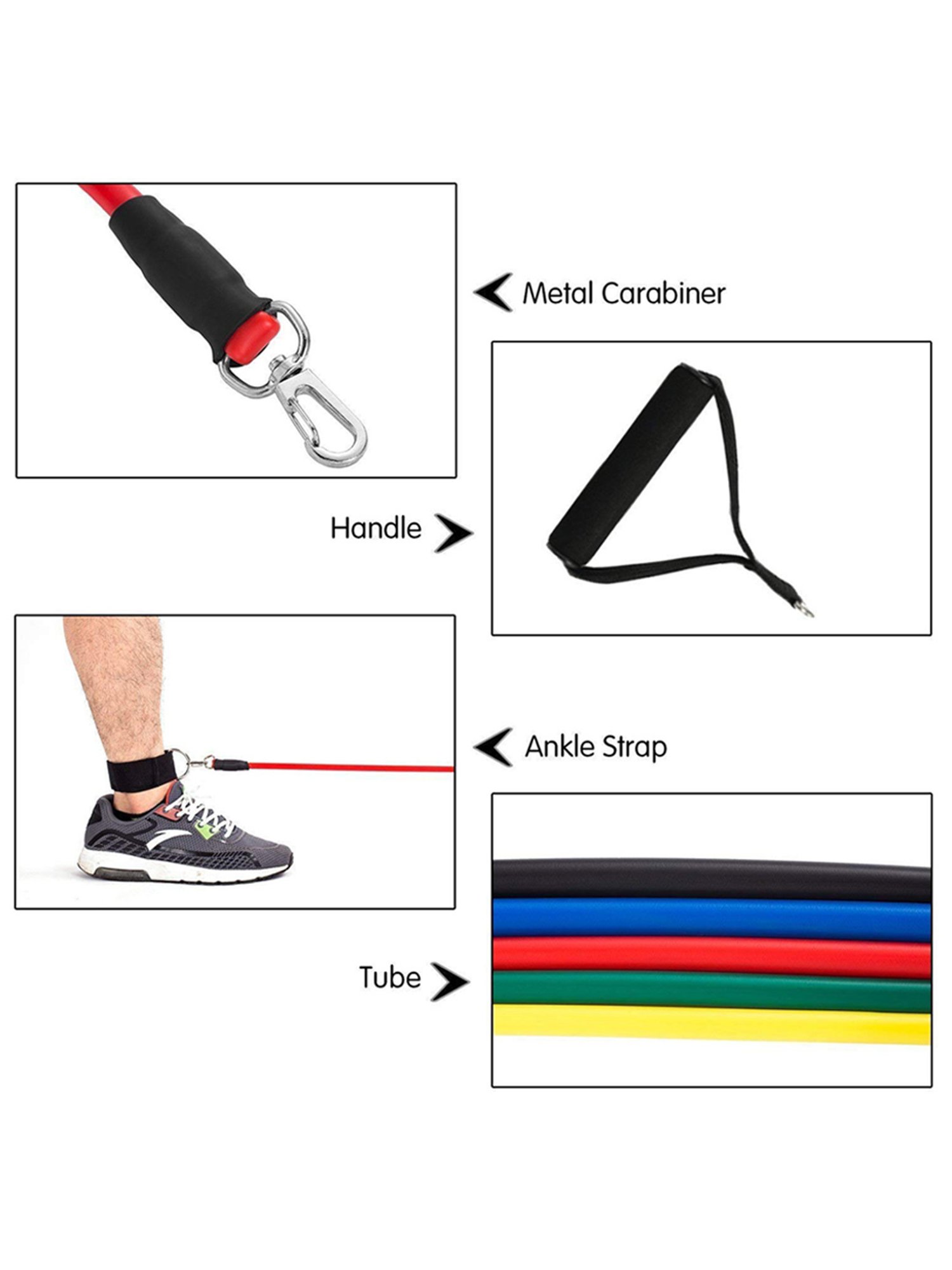 B Fit 11 Piece Resistance Bands Set (Multicolor)