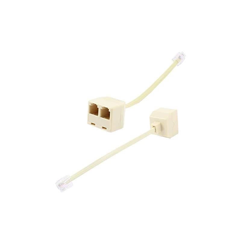 2 pcs rj11 male to female two way telephone splitter converter cable