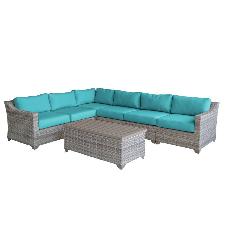 Fairmont 7pc Patio Sectional Seating Set with Cushions - Aruba - TK Classics