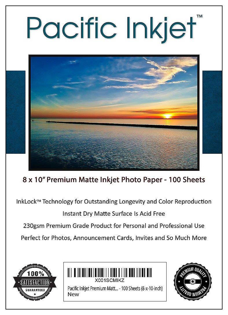Pacific Inkjet - Premium Matte Inkjet Photo Paper - 100 Sheets 230sm 8.5mil (8-x-10-inch)