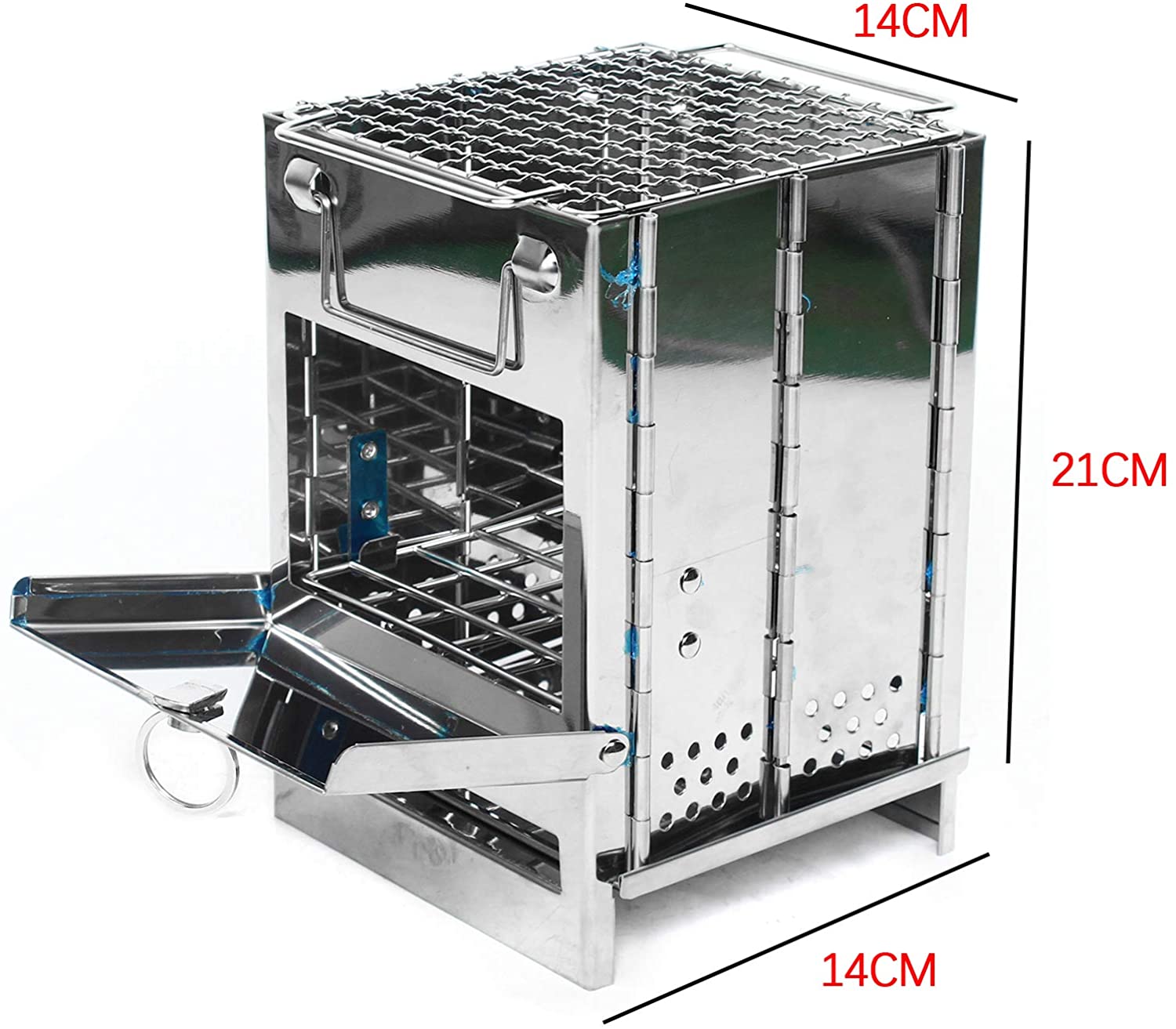 LOYALHEARTDY Stainless Steel Square Silver Foldable Barbecue Grill Outdoor Camping Picnic Puts Firewood Stove