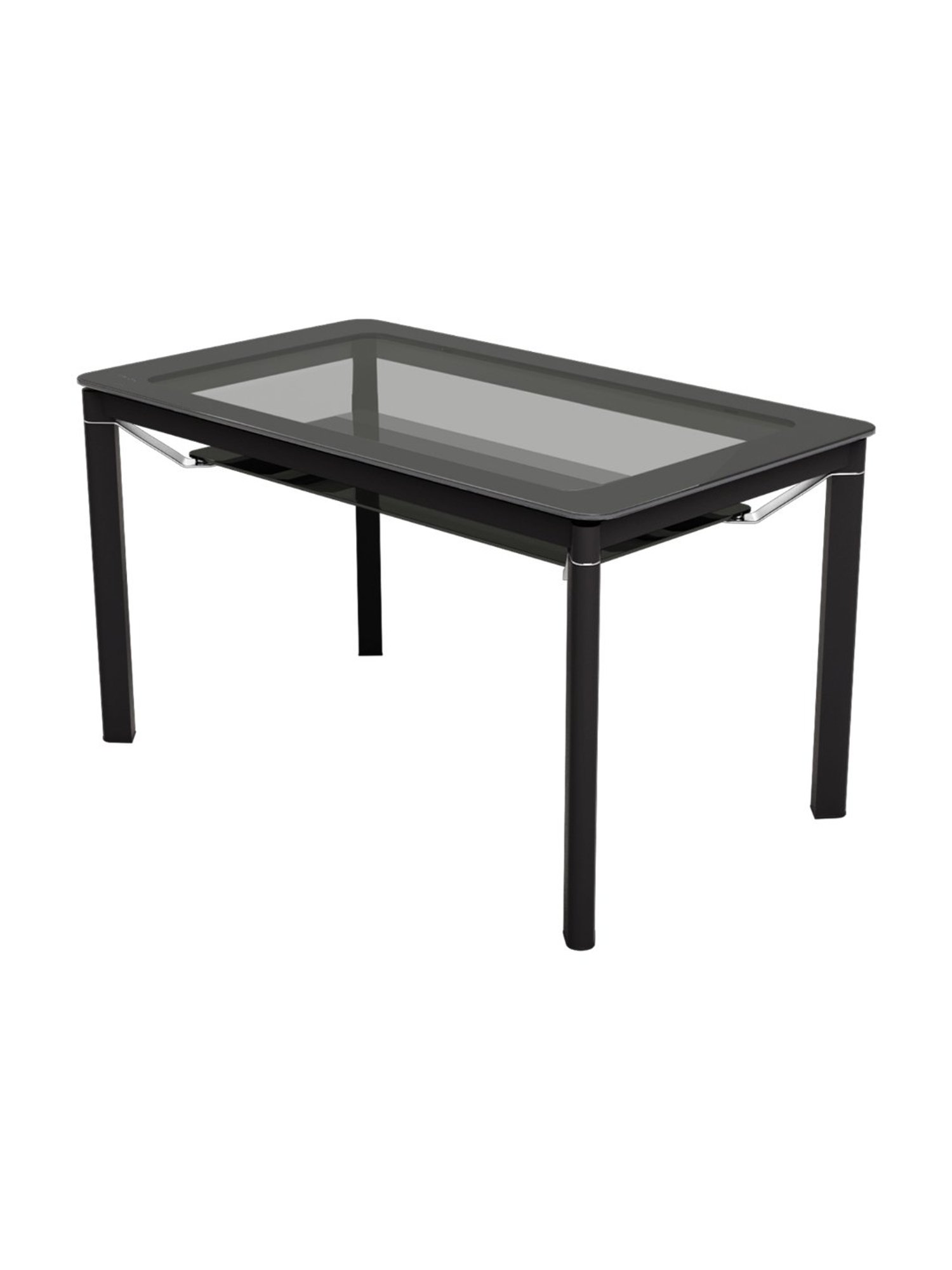 Godrej Interio Brawn Black Tempered Glass 6 Seater Rectangular Dining Table