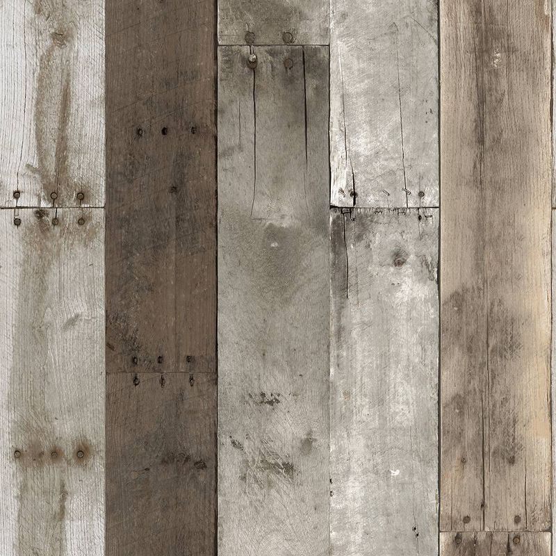 Tempaper Repurposed Wood Weathered Self-Adhesive Removable Wallpaper