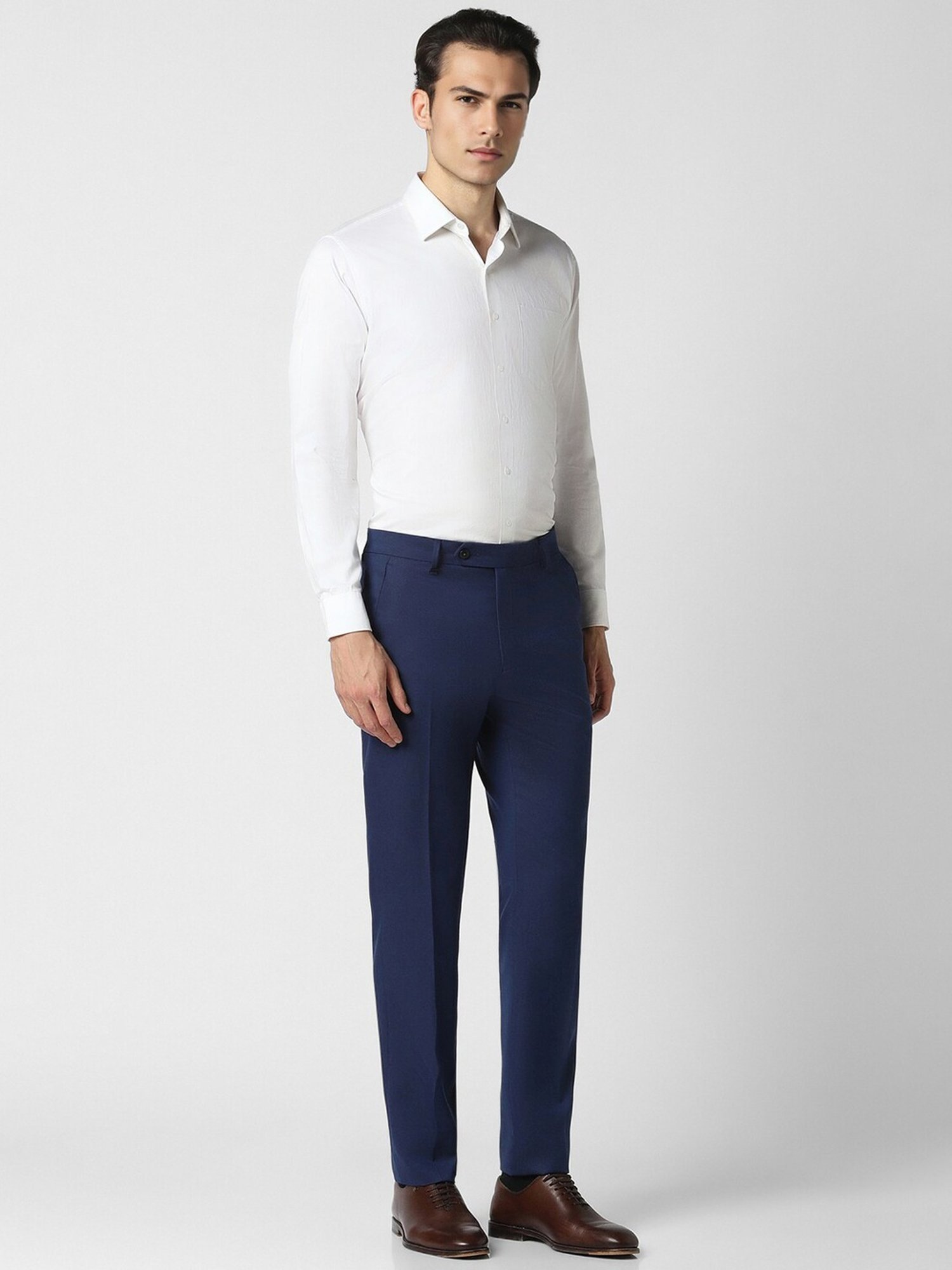 Van Heusen Navy Slim Fit Texture Trousers