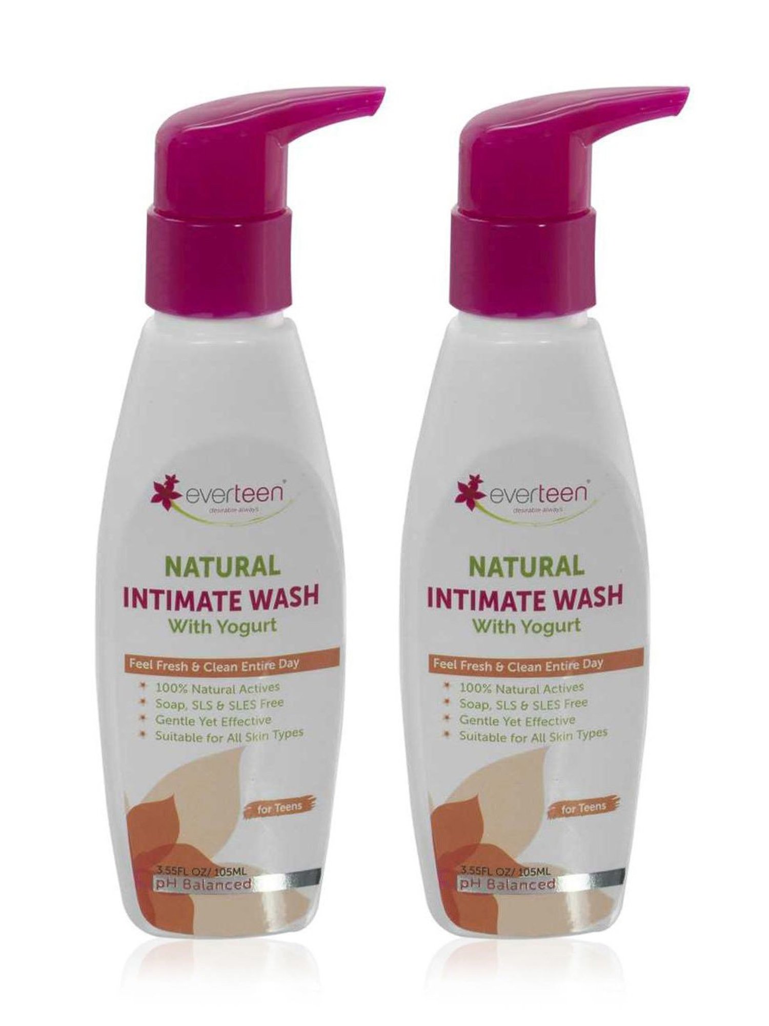 everteen Yogurt Natural Intimate Wash for Feminine Intimate Hygiene in Teens - 105ml Each(Pack of 2)
