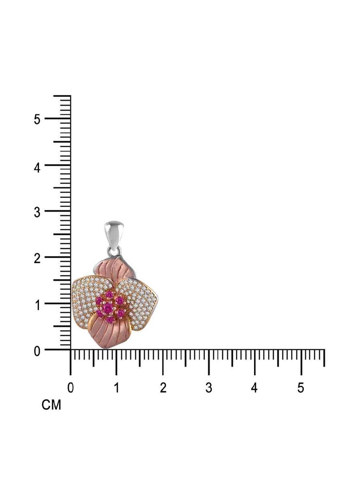 Rihi by P.C. Chandra Jewellers Petal With Pink Stone Flower Pendant And Earring Set (Without Chain)