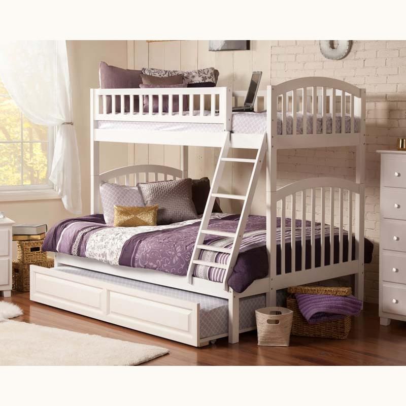 Richland Bunk  Twin over Twin w/ Raised Panel Trundle White - Atlantic Frame