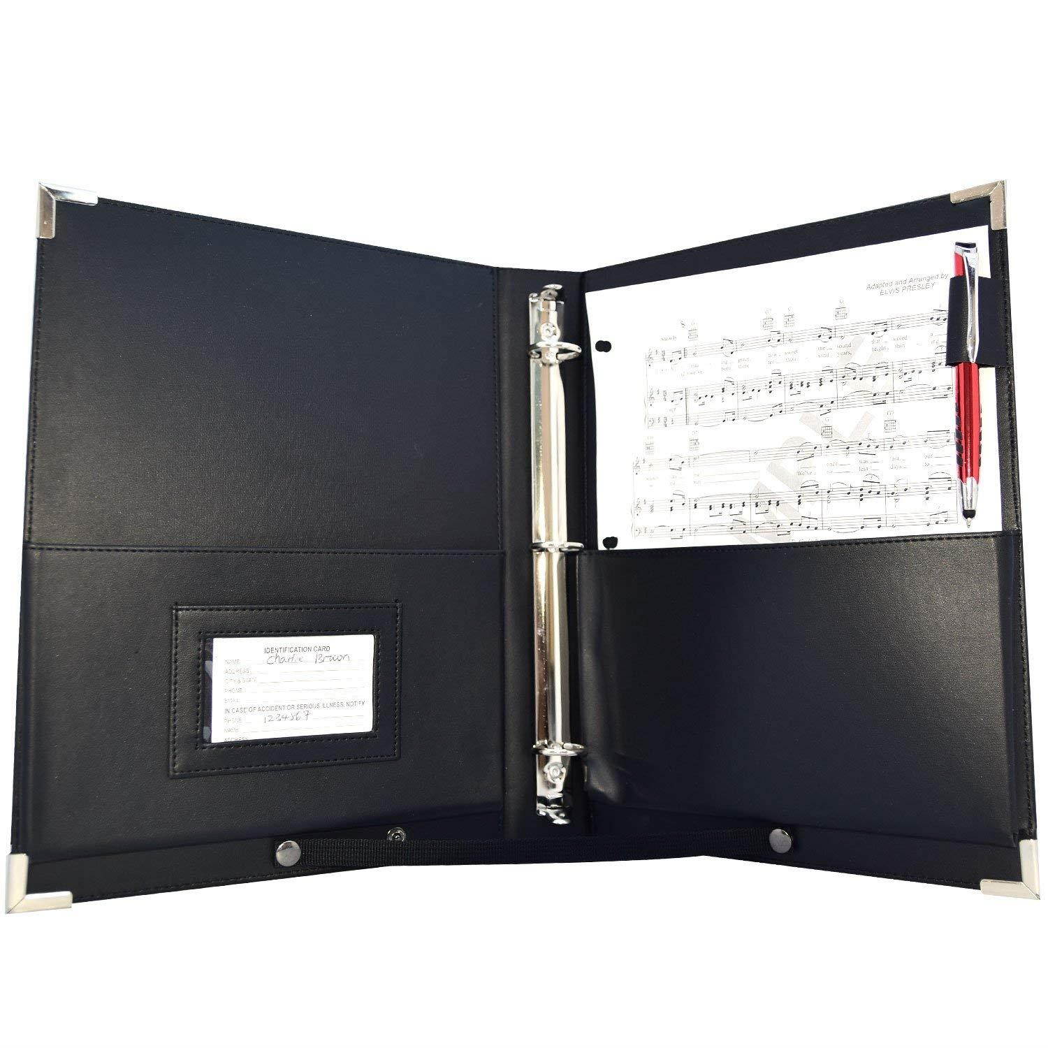MSP Sheet Music Holder | 9.5" x 12" - 3 Rings Choir Folder with Hand Strap for Musician - Medium Size (MSP-210)