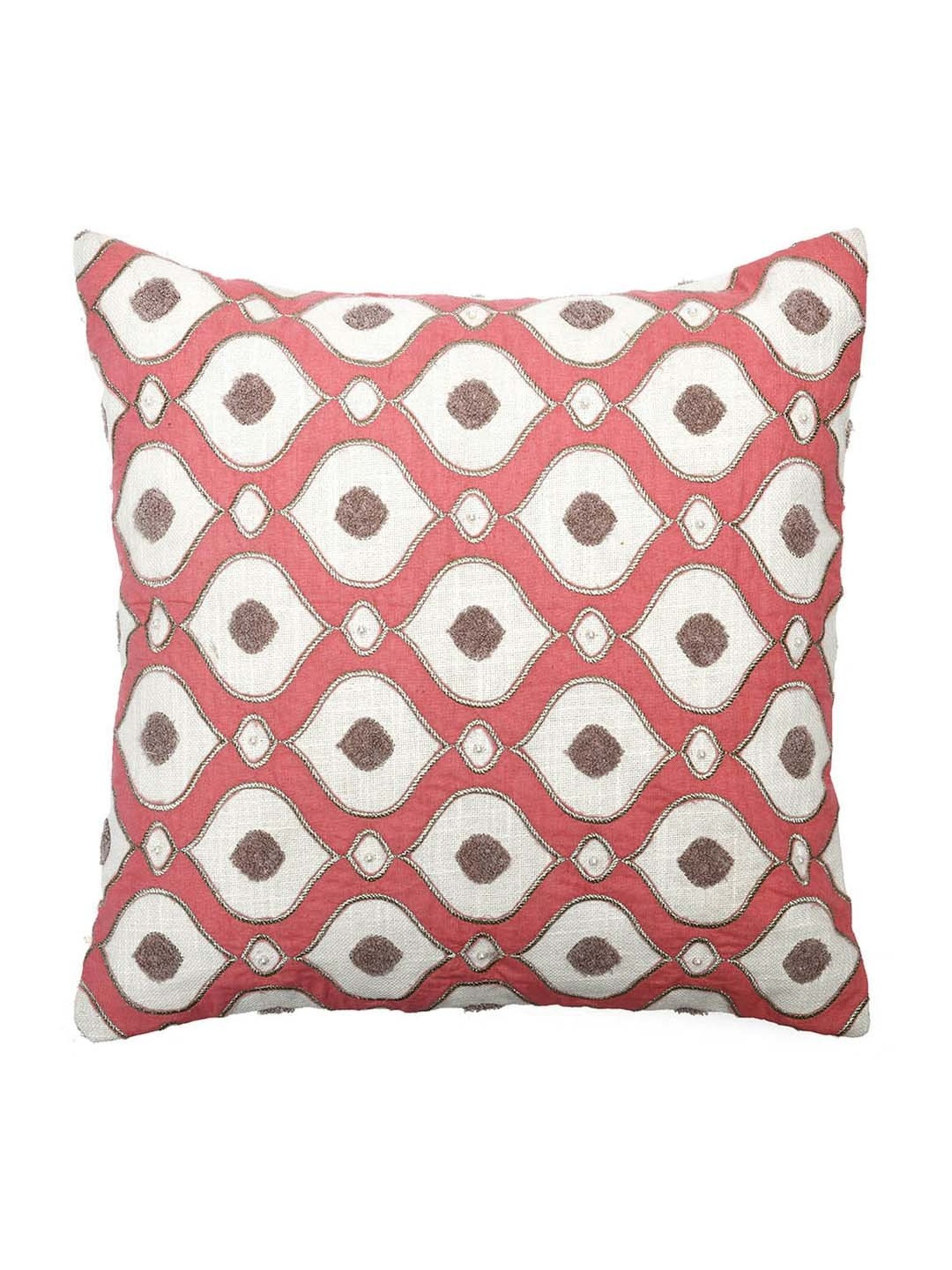 @home Nilkamal Pink Cotton Cushion Cover