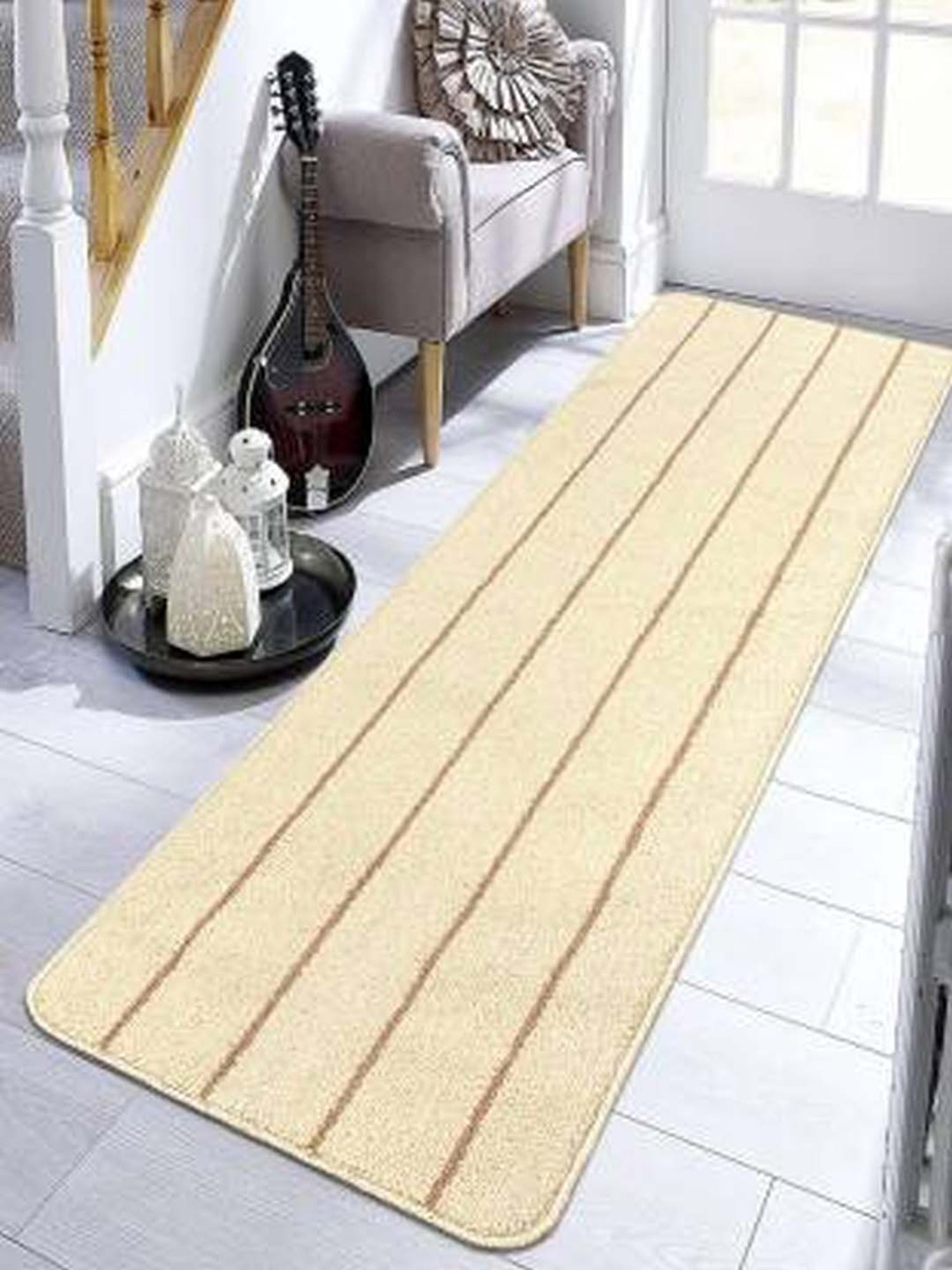 Saral Home Beige & Brown Polyester Runner - Set of 1