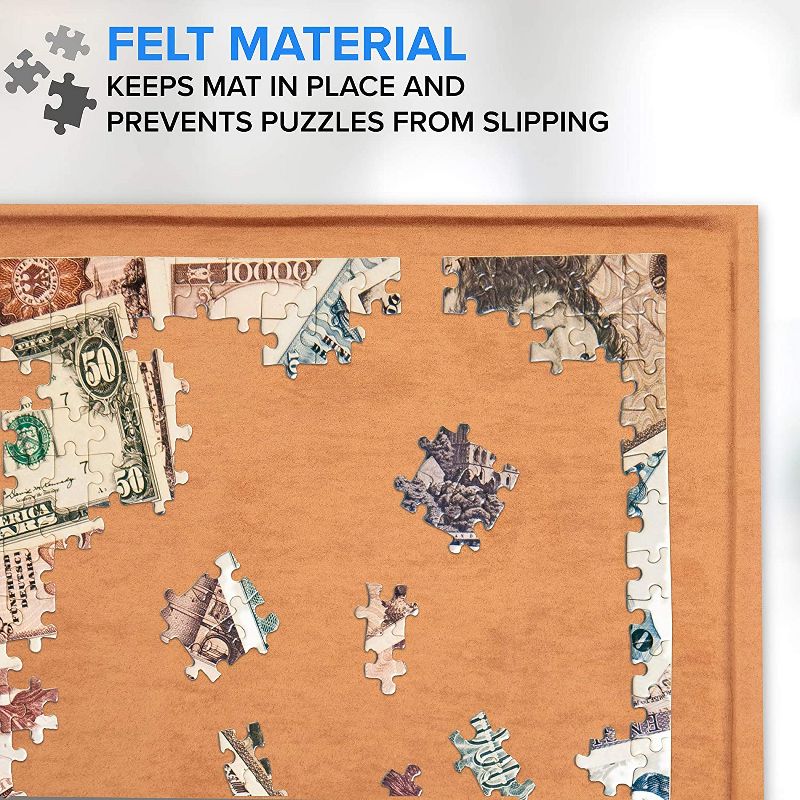 Jumbl Soft Puzzle Board | Lightweight, Portable Jigsaw Puzzle Assembly Tray with Non-Slip Felt Surface, Edged Border & Extra Large Workspace Up to 1,500 Pieces | Table Measures 35.8" x 25.8"