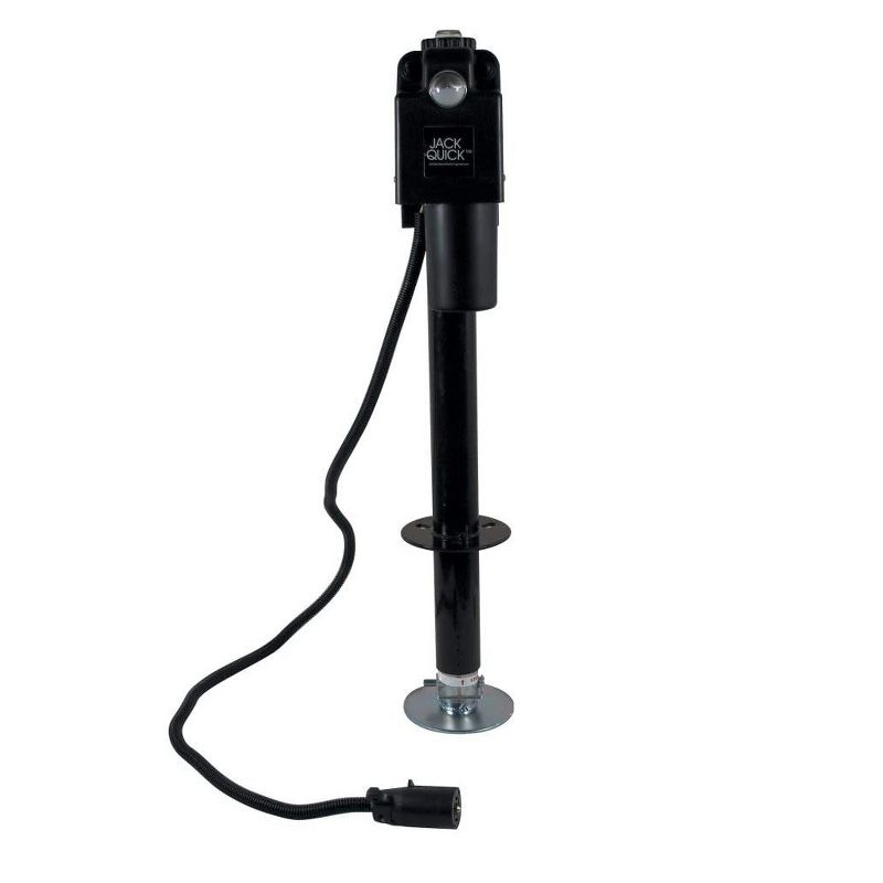 Quick Products JQ-3500B-7P 2.25 Inch 3,650 Pounds Electric Tongue Jack with 7 Way Plug, LED Working Light and Manual Crank Override for Trailers