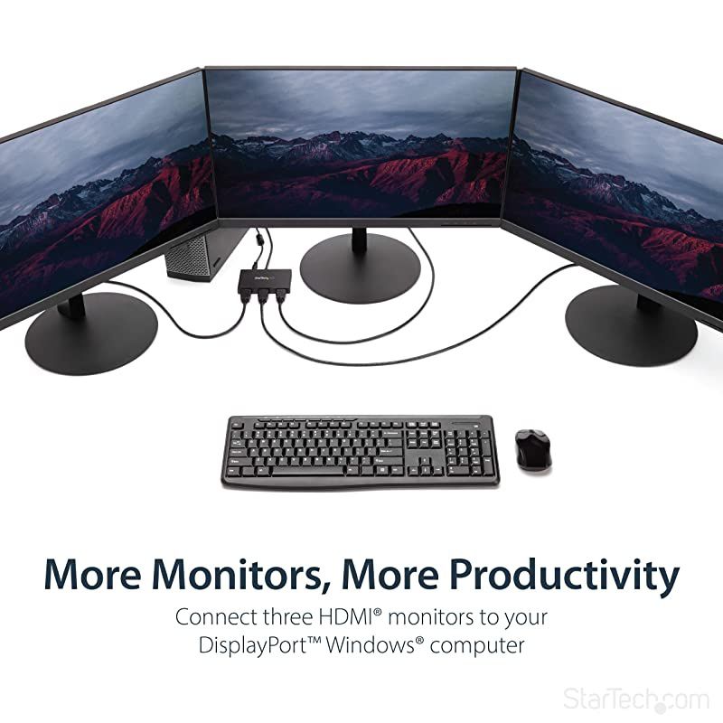 com DisplayPort to HDMI MultiMonitor Splitter 3Port MST Hub DP 12 to 3x HDMI MST Hub MSTDP123HD