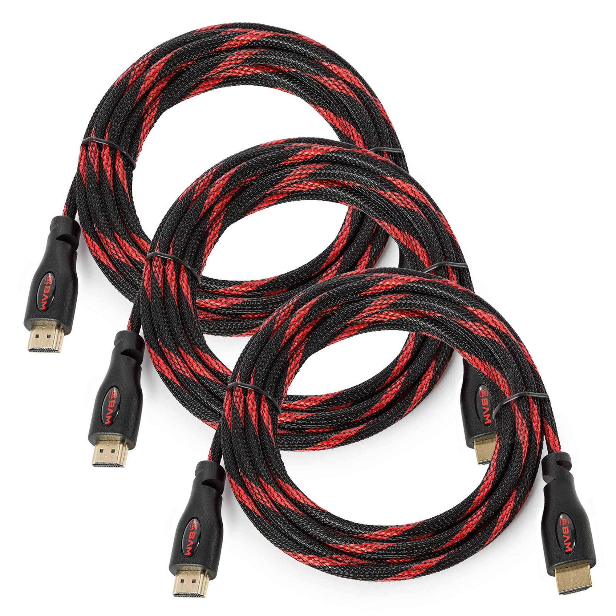 bam 3 pack high speed 4k hdmi cables  10 long