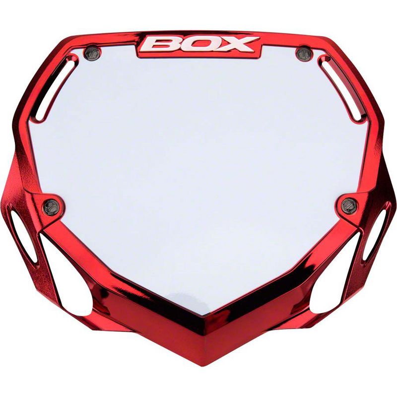 BOX Two BMX Number Plate Red/Crome Large