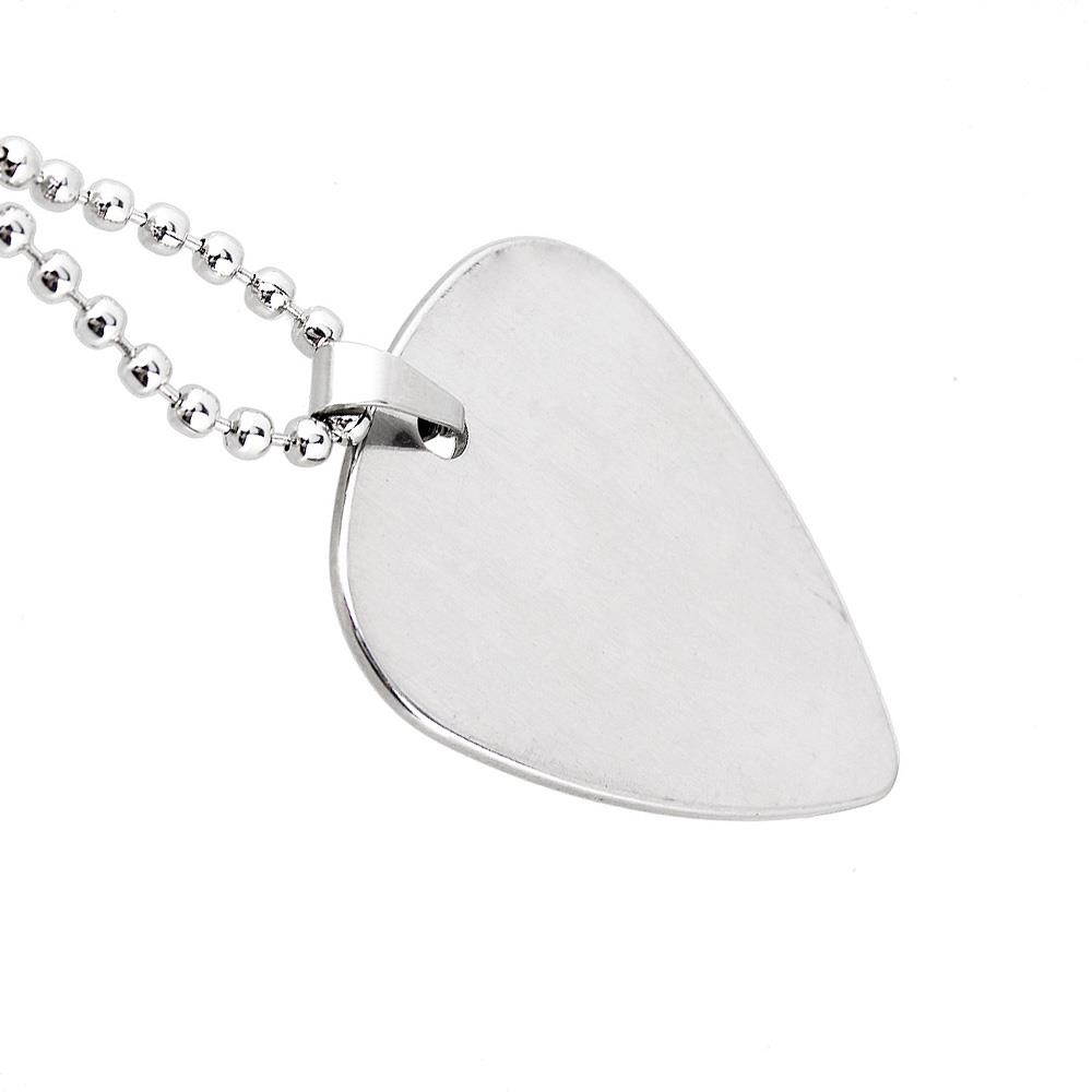 BQLZR Silver 50cm Music Symbol Pattern Guitar Pick Pendant Necklace for Guitar