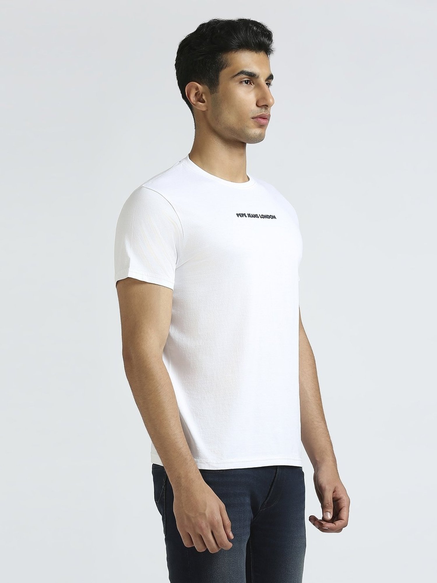 Pepe Jeans White Cotton Slim Fit Printed T-Shirt