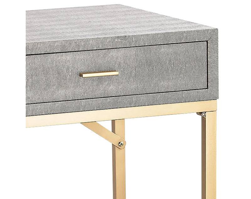 55 Downing Street Sands Point 42" Wide Gray and Gold 2-Drawer Desk