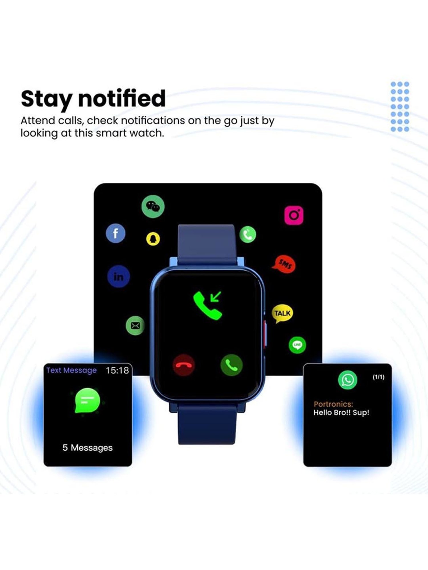 Portronics Kronos X4 Smart Calling Watch with Multiple Sports Mode (Blue)