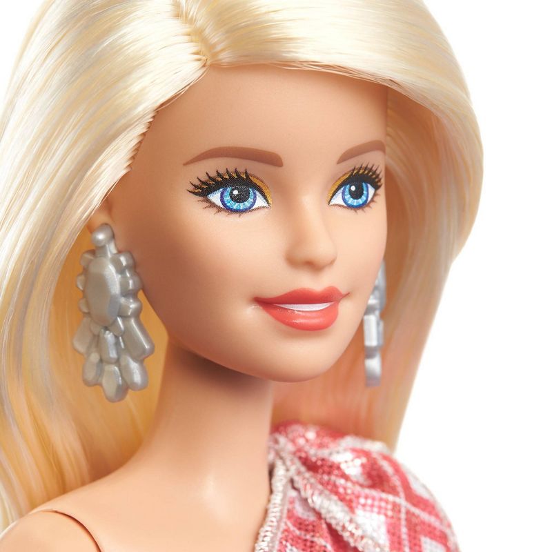 Barbie 2020 Holiday Doll - Shimmery Red & White Dress Blonde Hair