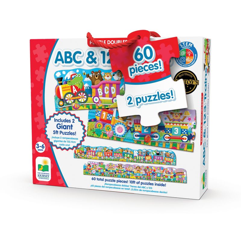 The Learning Journey Puzzle Doubles! Giant ABC & 123 Trains 60 pcs