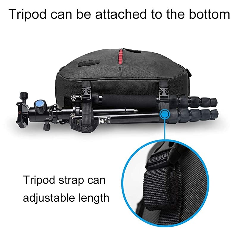 Camera Bag Sling Backpack Camera Case Waterproof with Rain Cover Tripod Holder, Compatible for DSLR/SLR Mirrorless Cameras (Canon Nikon Sony Pentax) and Accessories Black