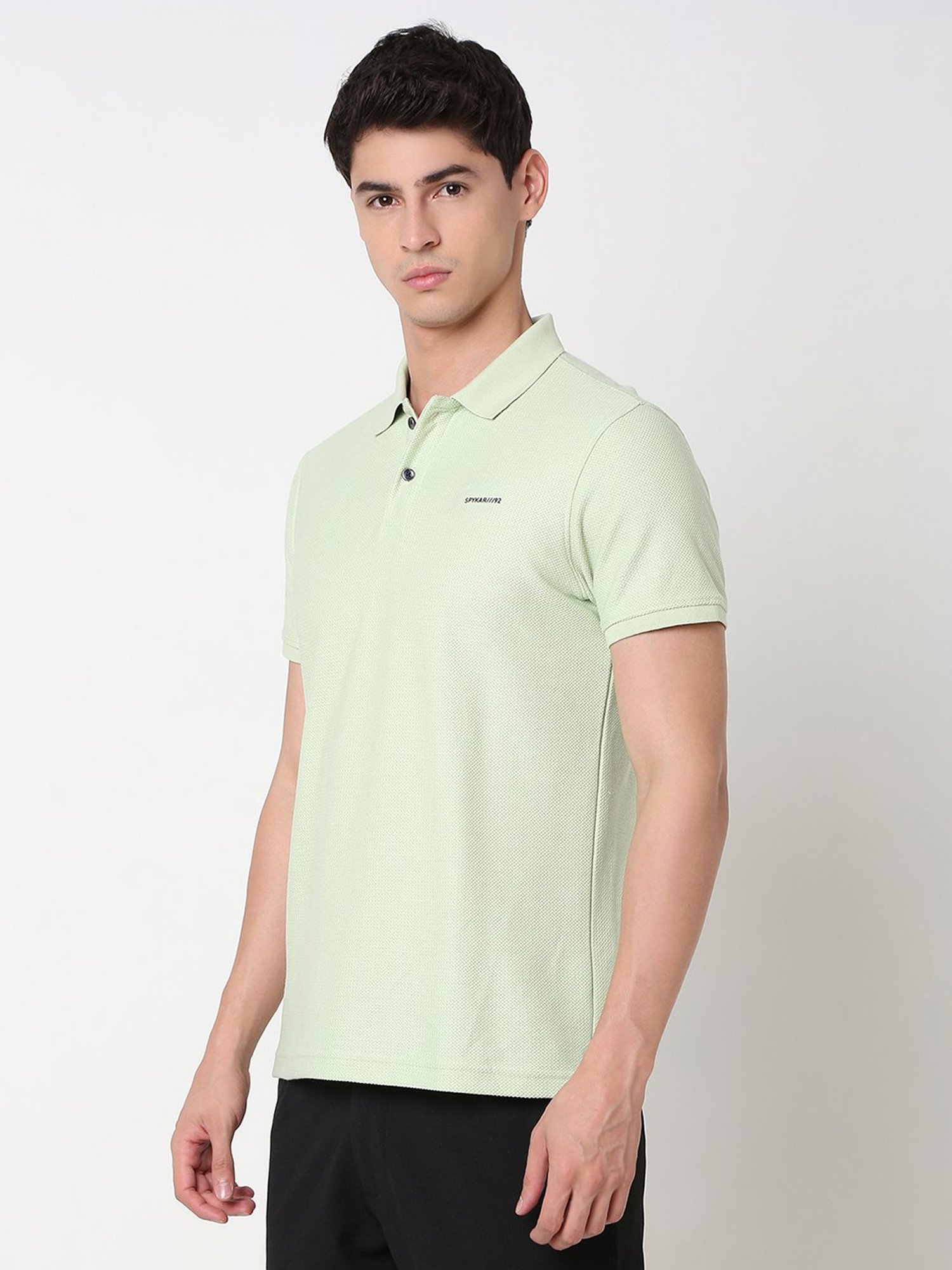 Spykar Mint Green Slim Fit Polo T-Shirt