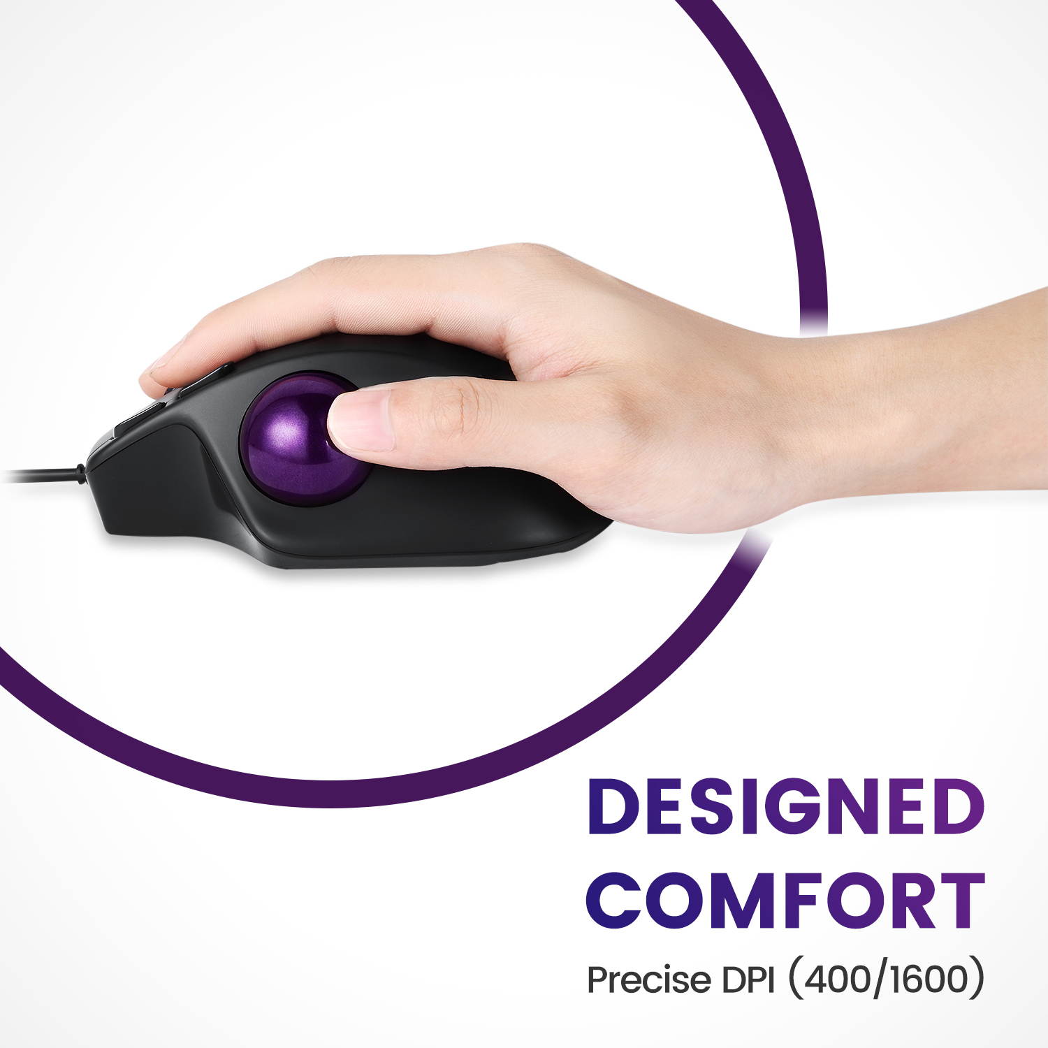 Perixx PERIMICE-520 Wired USB Ergonomic Trackball Mouse, Adjustable Angle, 8 Button Design, Black