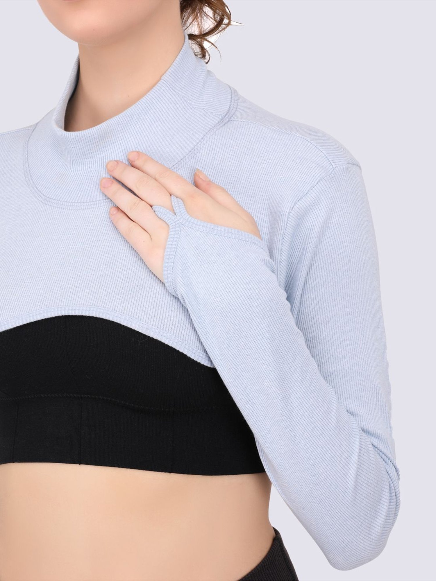 EVERDION Grey Cotton Sports Crop Top