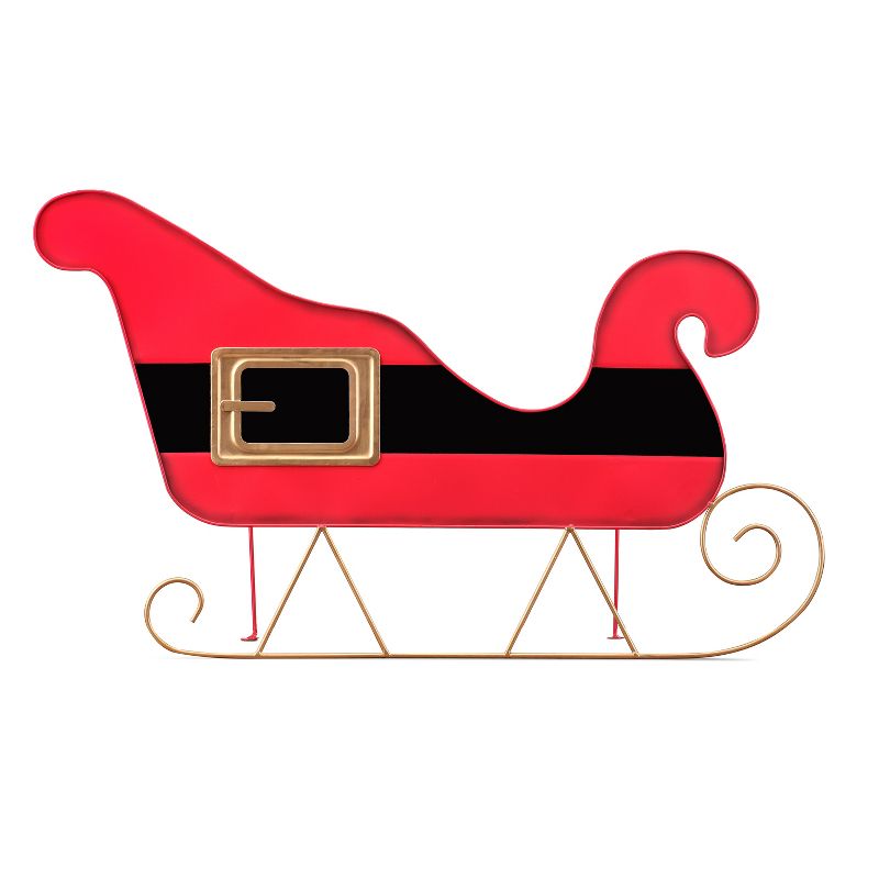 Mr. Christmas Oversized Indoor/Outdoor Metal 2D sign - Sleigh Santa Belt - 30"