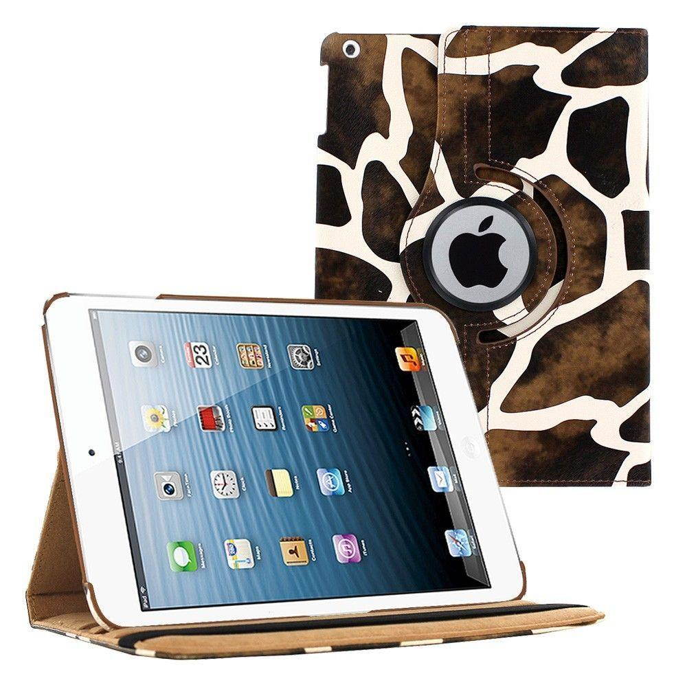 KIQ Premium PU Leather Case Cover, Multi-View Angle Position Stand Soft-Velvet Interior, Rotating, Swivel Tablet Holder For Apple iPad 9.7 2nd, 3rd, 4th Gen (2011~2012 release) (Giraffe)