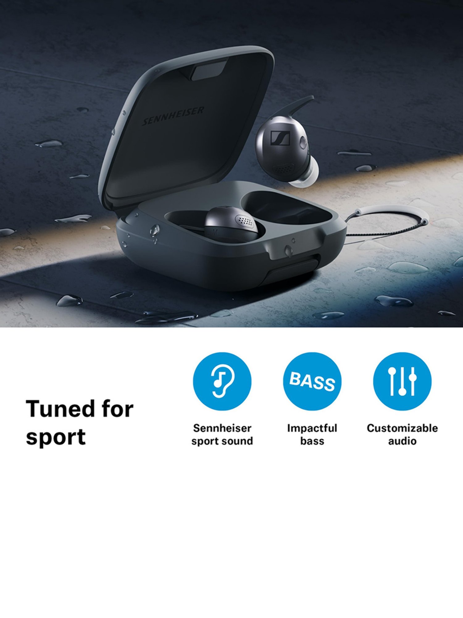 Sennheiser Momentum Sport In Ear Bluetooth Earbuds with Noise Cancellation (TWS, Black)