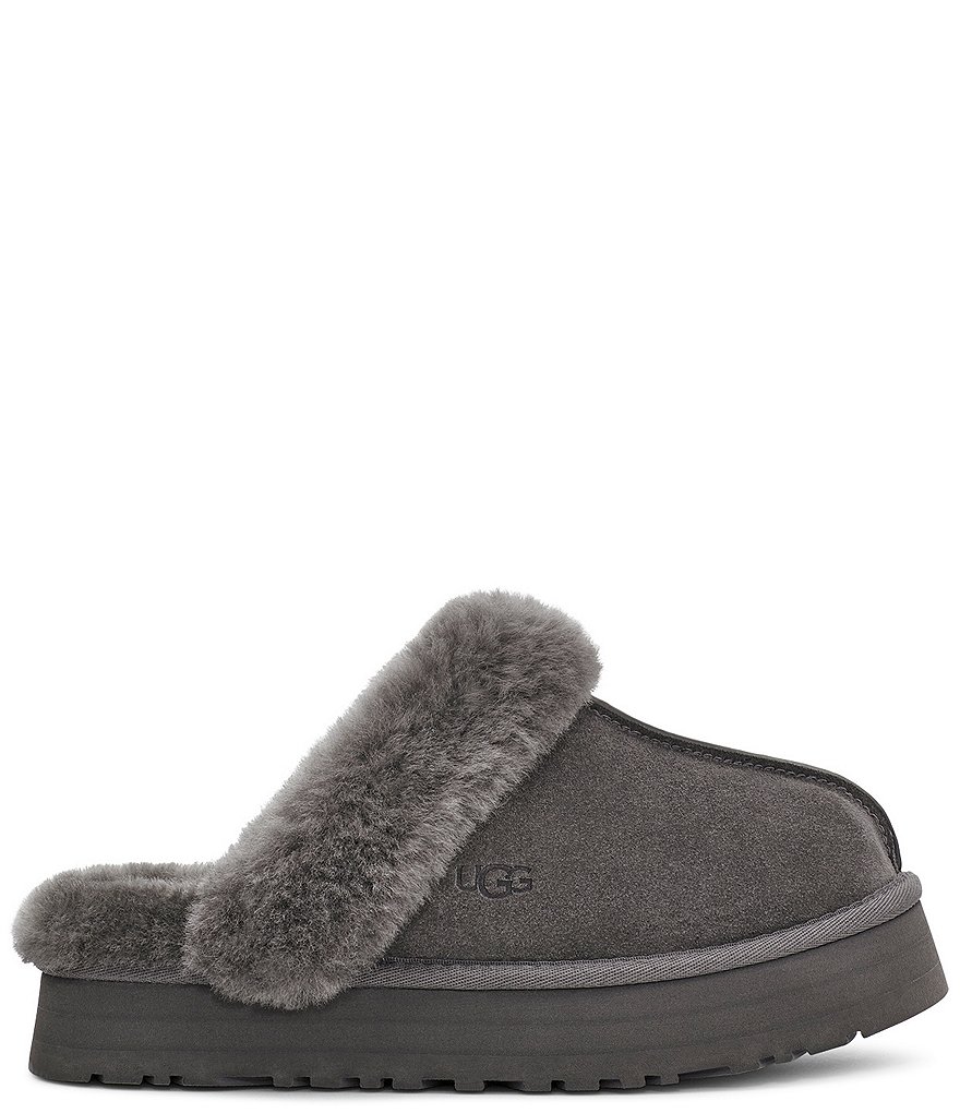 UGG&reg; Disquette Suede Fur Flatform Slides