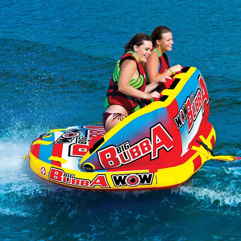 WOW Watersports Big Bubba HI-VIS Comfortable and Safe Towable 2 Person Inflatable Couch Deck Raft with Dual Tow Points