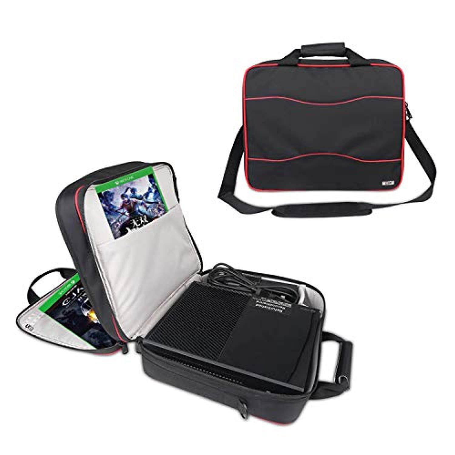 xbox one/xbox 360/ps4 pro/ps4 slim carrying case,game system travel shoulder bag,travel console kinect storage bag for consoles and accessories,black