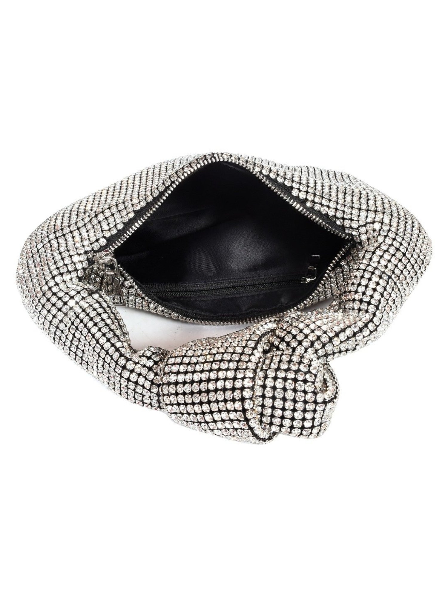 SASSORA RIM Silver Leather Embellished small Handbag